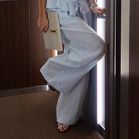 Ruffle-trimmed Camisole And Casual Wide-leg Pants Set