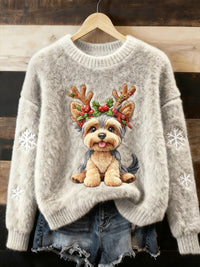 Womens Adorable Christmas Flannel Hoodie With Long Sleeves
