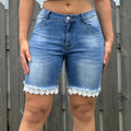 Chic Light Blue High-waisted Plus Size Denim Shorts With