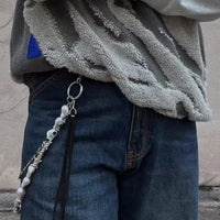 Retro Punk Metal Pearl Niche Waist Chain