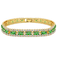 Mens And Womens Fashionable Full-diamond Green Zircon Bracelet Jewelry