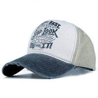 Cotton Blended Distressed Washable Motorcycle Baseball Cap