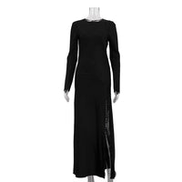Lace Spliced Designer Style High Slit Elegant Dress
