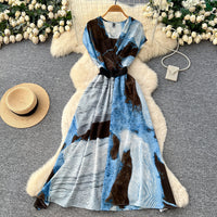 High-waisted Cinched-waist A-line Maxi Dress