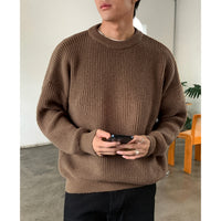 Thickened Chunky-Knit Crew-Neck Sweater For Men