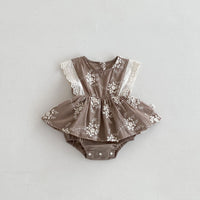 Baby Girl Fashionable Embroidery Lace Sleeve Dress