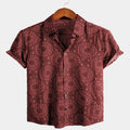 Men's Sunflower Short-sleeved Button Printed Top