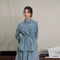Womens Long-sleeve Top And Loose-fitting Skirt Set