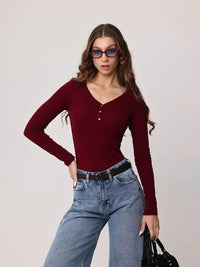 New Women's Versatile Buttons Bottoming Shirt