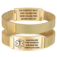 Stainless Steel Bracelet With Medical Symbol, Adjustable