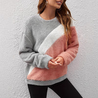 European And American Loose Crew Neck Top Drop-shoulder Sleeve Fluff Long Sleeve Pullover