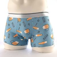 Cartoon Men's Boxer Panties Ice Silk Print Floral Mid-waist Breathable Boxers