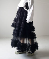 Three-layer Spliced Mesh Japanese-style Women's Skirt