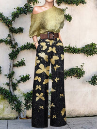 European American Fashion Floral Print One-shoulder High Waist Jumpsuit For Women