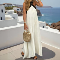 Halter Neck Sleeveless Linen Dress