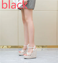 Women's Woven Wedge Platform Sandals With Hemp Rope