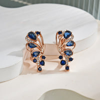 Womens Purple-Gold Plated Statement Earrings With Zircon Inlays
