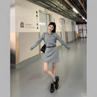 Plus Size Retro Woolen Coat Dress Suit