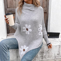 Pullover Flower Jacquard Women's Sweater Cloak