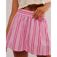 Striped Casual Elastic Pocket Beach Shorts For Women