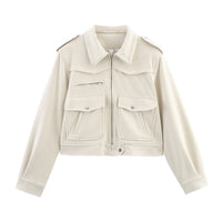 New Spring And Autumn Casual Loose European And American Style Suede Fabric Jacket Short Coat