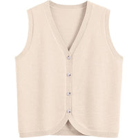 European And American Spring And Summer Women's Vest Buckle V-neck Casual Wear