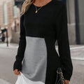 European And American-style Patchwork Knit Regular-fit Dress