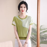 Knitted Western-style Short-sleeve T-shirt For Middle-aged And Elderly Elegant