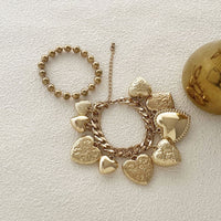 Double-layer Stacked Chain Heart Pendant Bracelet