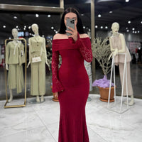 Autumn New Sexy Lace Tube Top Long-Sleeve Dress