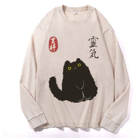 Washed-and-aging Long-sleeve Drawstring Pure Cotton In Color