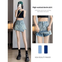 New High-waisted Retro-style Fashionable Casual Denim Shorts