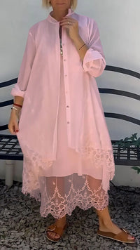 Women's Round-neck Sleeveless Hollow-out Long Dress