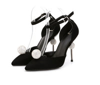 Fashion Rhinestone Silver Pointed High Heels Single Shoes