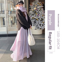Womens Purple High-Waisted Flowy Fluffy Knit Skirt