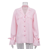 Commuter Striped Lapel Long-sleeve Shirt