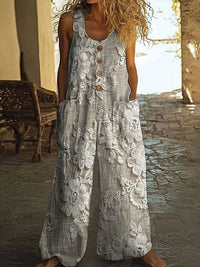 Women's Vest With Pockets Fashion Floral Jumpsuit