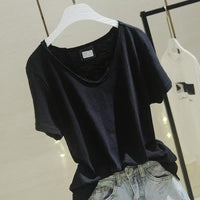Versatile Patchwork Bamboo-cotton Thin Summer Short-sleeve Top