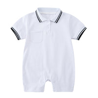 Boys And Girls Preppy Fashion Lapel Romper