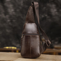 Genuine Leather Mens Multifunctional Vintage Crossbody Bag