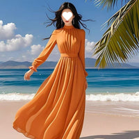French Style Soft Waist Cinching Flattering Maxi Dress