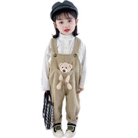 Pocket Bear Corduroy Soft Overalls Korean Version For Boys And Girls