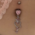 Fashion European And American Creative Peach Heart Navel Ring