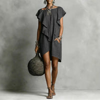 Women's Casual Short-Sleeve Solid Color Dress