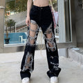 New Fried Street Fashion Cool Raw Hem High Waist Straight Mopping Pants