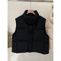 Womens Stylish Short Vest With A Stand-up Collar