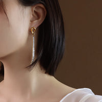 Full-cubic-zirconia Titanium Steel Instagram-style 18k Gold Earrings