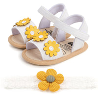 Girls' Summer Sunflower Soft Bottom Toddler Shoes Hair Band Two-piece Set
