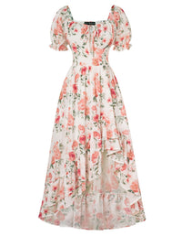 French-style Floral Print Slim-fit Slip Dress For Women