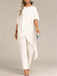 Women's Off-shoulder Irregular Top And Pants Two-piece Set